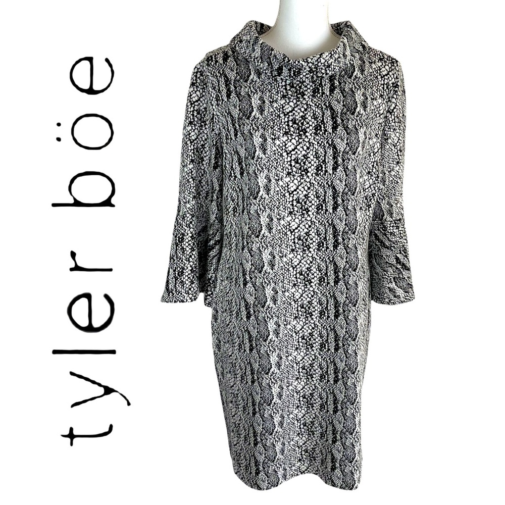 Tyler Boe Knit Mock Turtleneck Snakeskin Print Dress